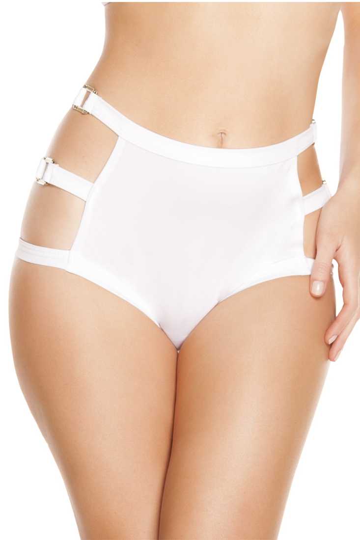 White Triple Strap High Waist Shorts