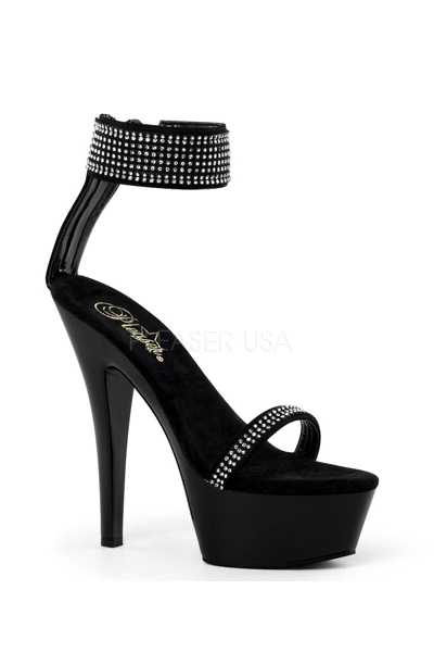 Black Rhinestone Strappy Platform High Heels