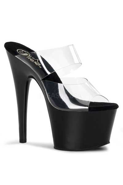 Clear Black Banded Platform High Heels