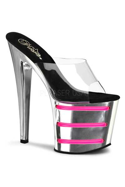Chrome Hot Pink Platform High Heels