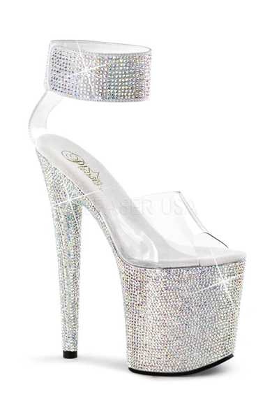 Clear Silver Rhinestone Platform High Heels