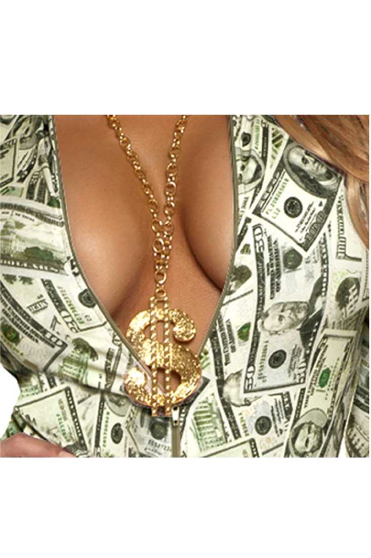 Gold Dollar Sign Medallion Necklace