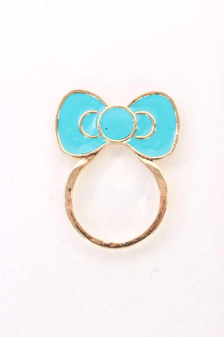 Green High Polish Metal Bow Design Cute Ring