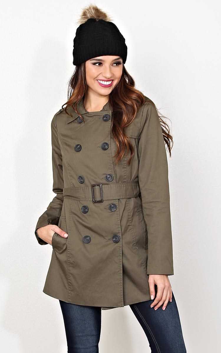 Carmen Belted Trench Coat - - Olive/Drab in Size by Styles For Less