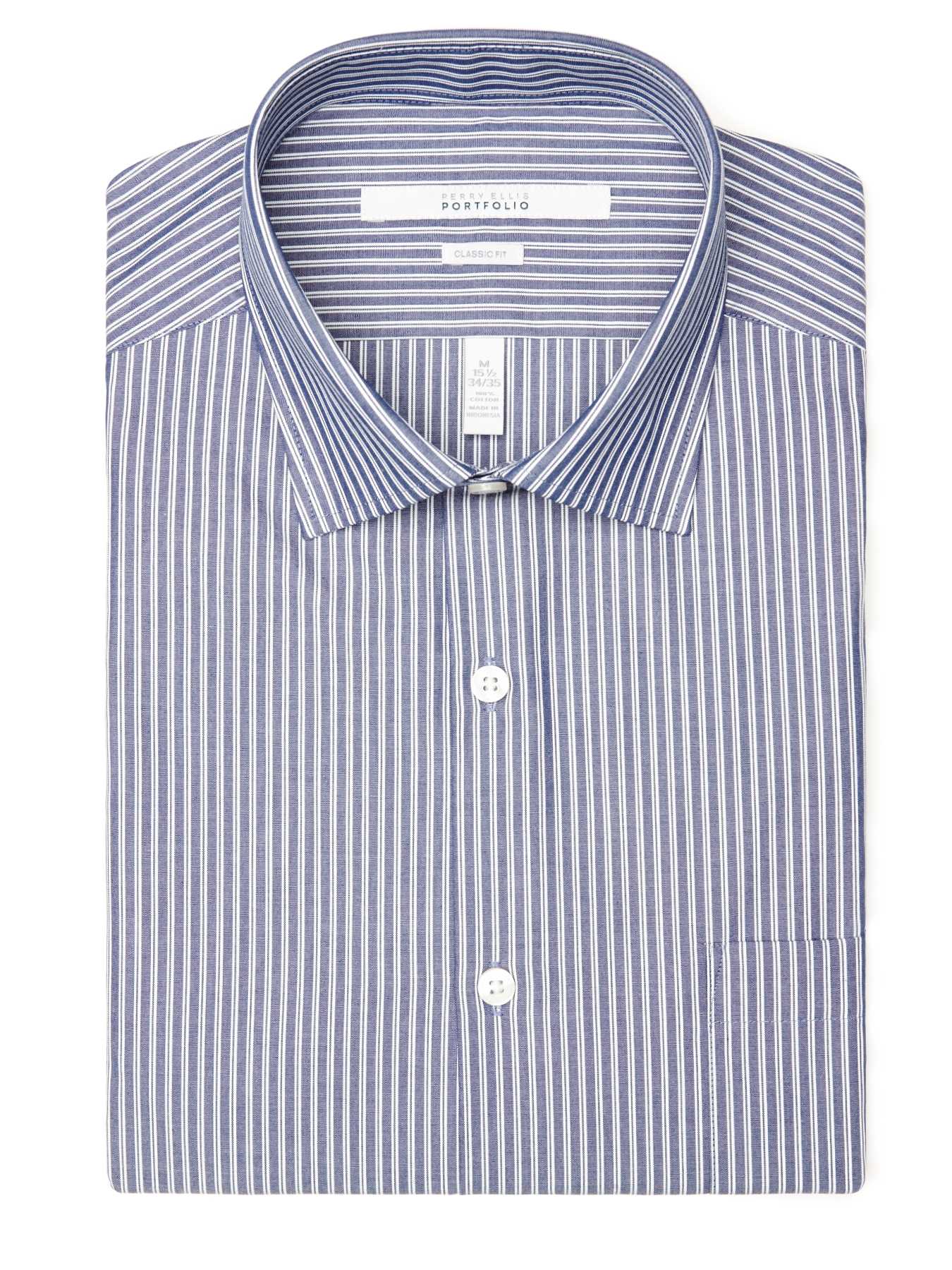 Perry Ellis Classic Fit Uneven Stripe Dress Shirt