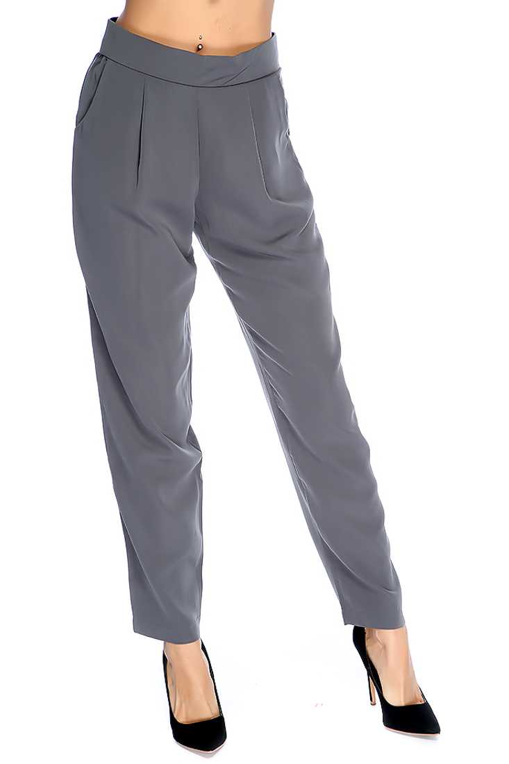 Dark Grey High Waist Dressy Bottoms