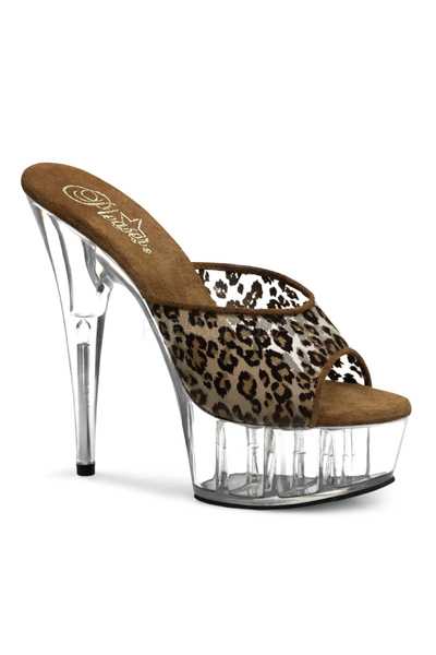 Leopard Print Mesh Slip On High Heels