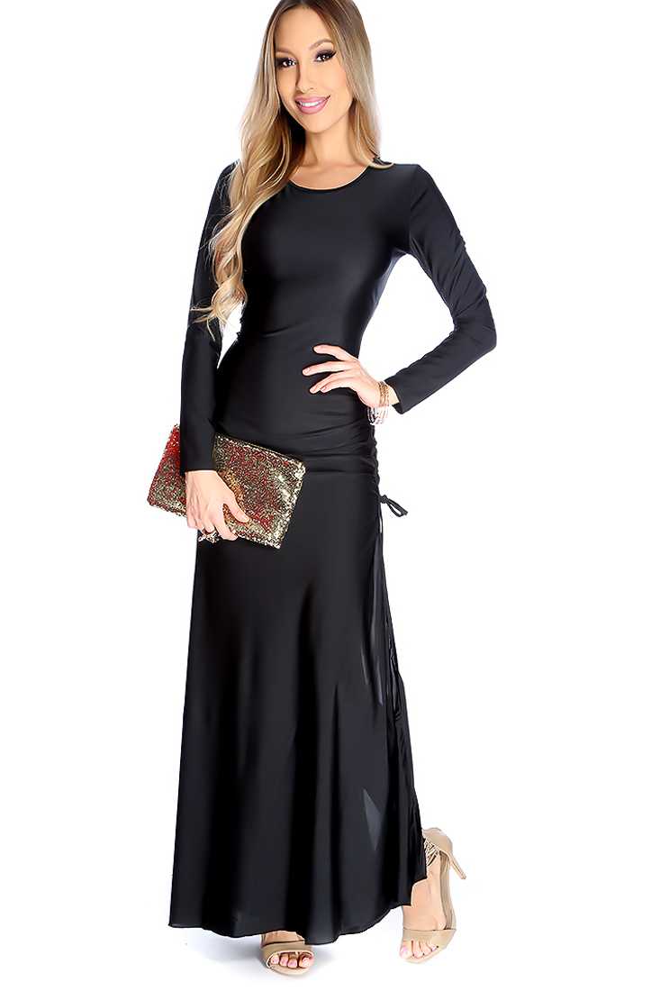 Sexy Black Lace Up Long Sleeves Party Dress