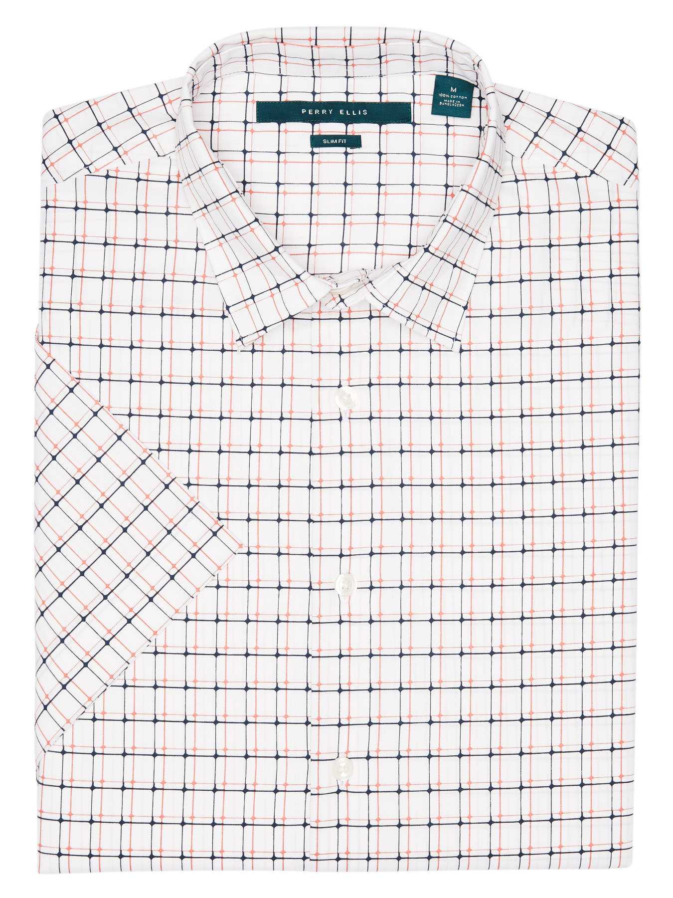 Perry Ellis Short Sleeve Slim Fit Offset Print Shirt