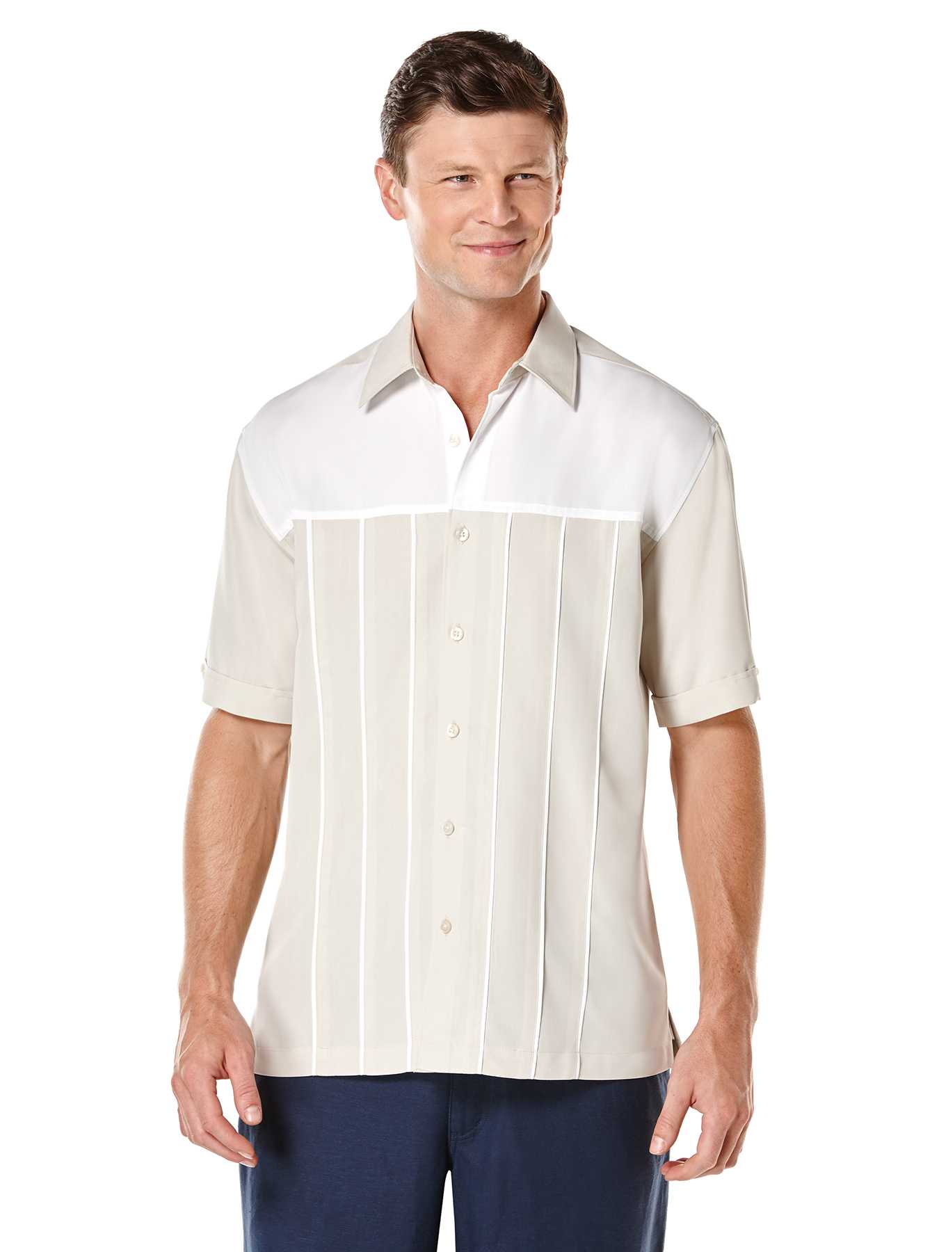 Cubavera Big & Tall Short Sleeve Contrast Front Yoke