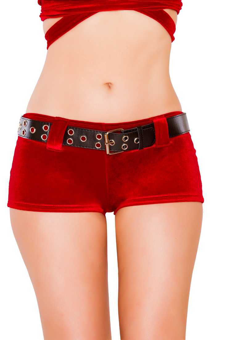 Velvet Shorts with Belt