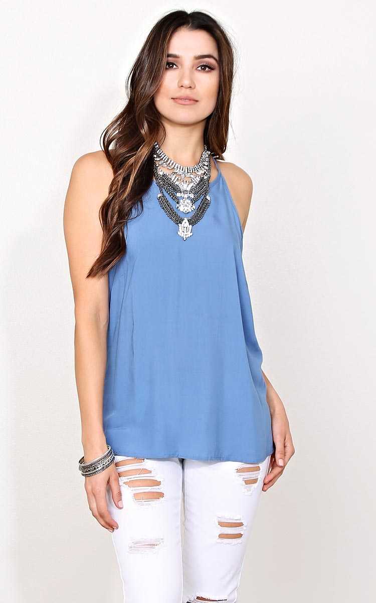 Clean Slate Woven Top - - Lt Blue in Size by Styles For Less