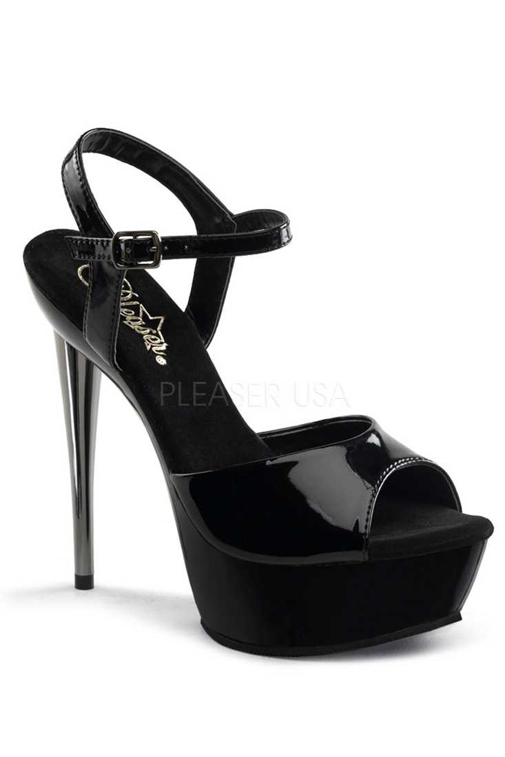 Black Ankle Strap Platform High Heels Patent