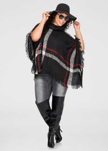 Boucle Plaid Poncho