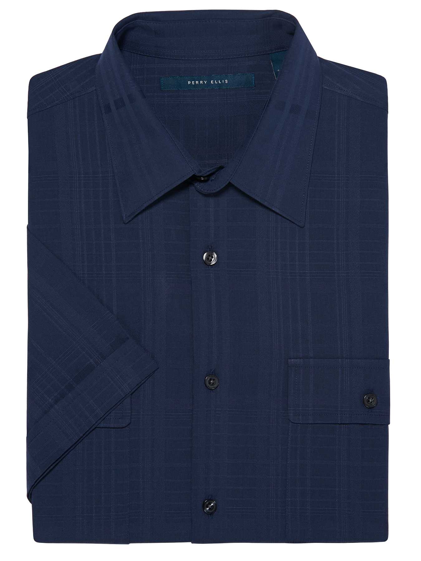 Perry Ellis Short Sleeve Solid Sateen Shirt