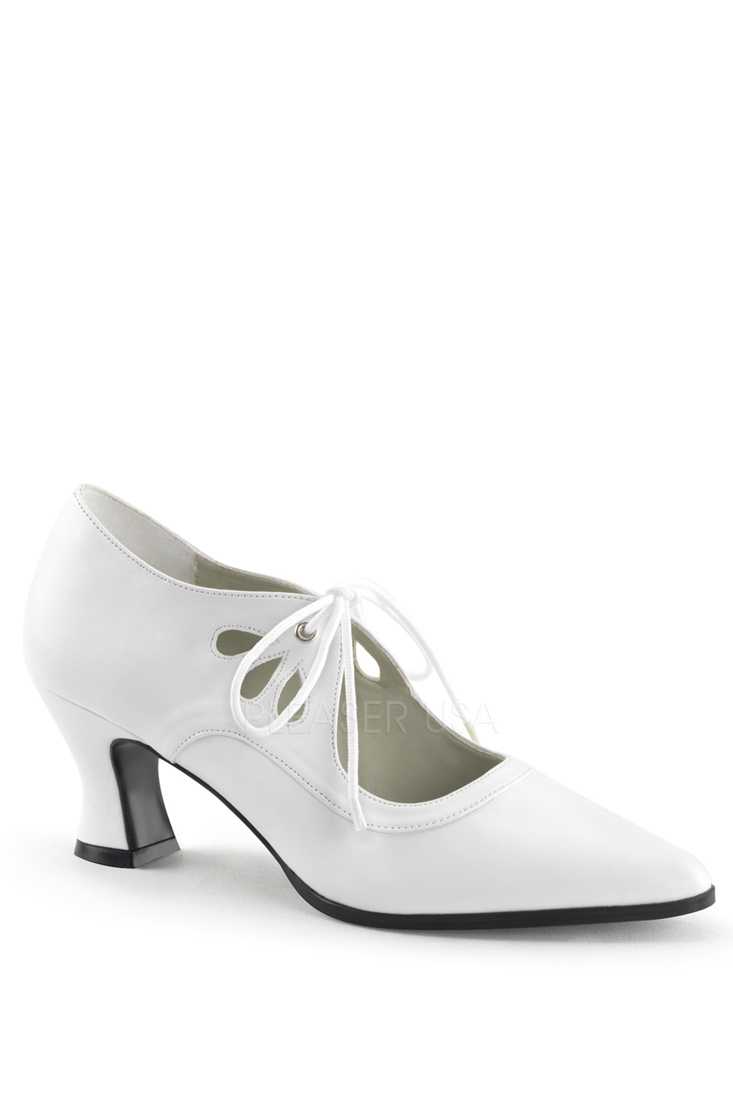 White Lace Tie Pointed Toe Booties Faux Leather