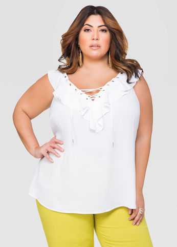 Grommet Ruffle Blouse