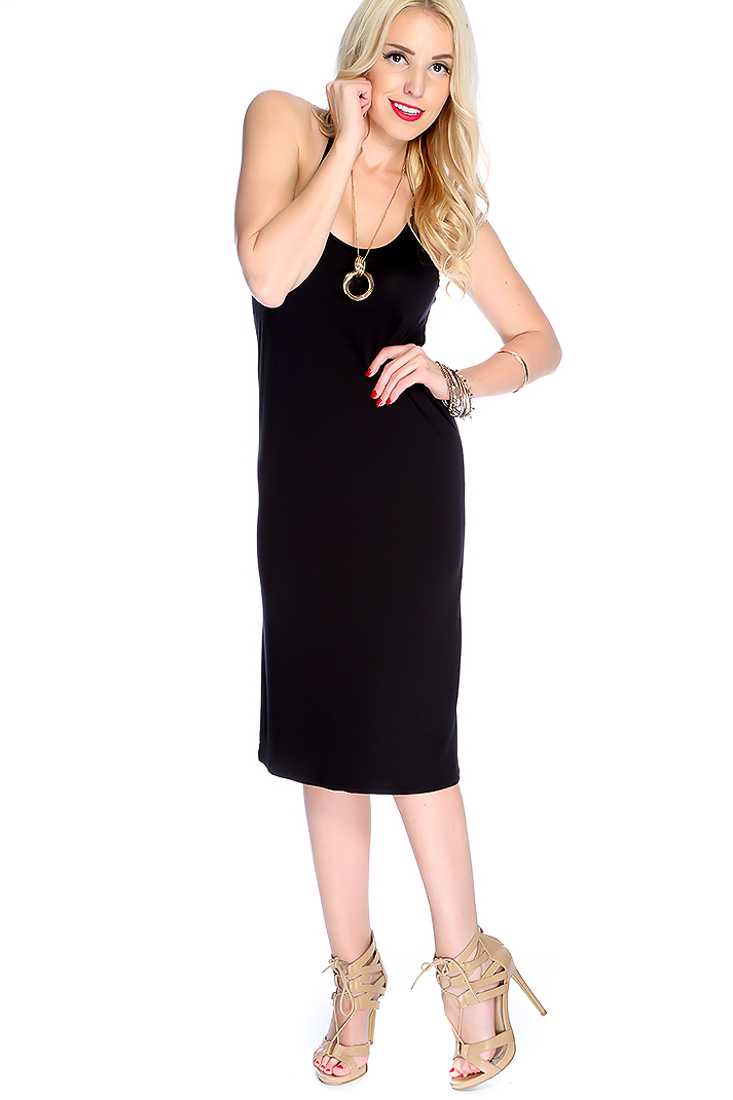 Black Spaghetti Strap Scoop Neck Dress