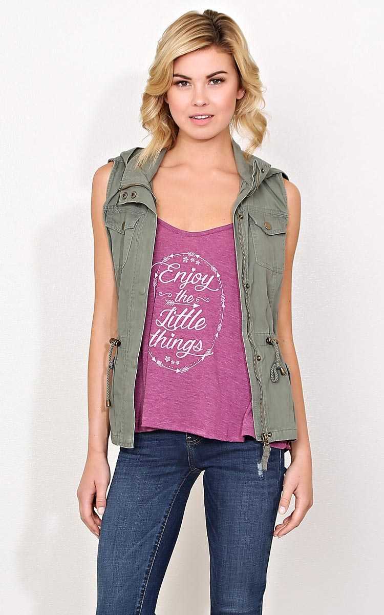 Spring Storm Woven Vest - - Olive/Drab in Size by Styles For Less