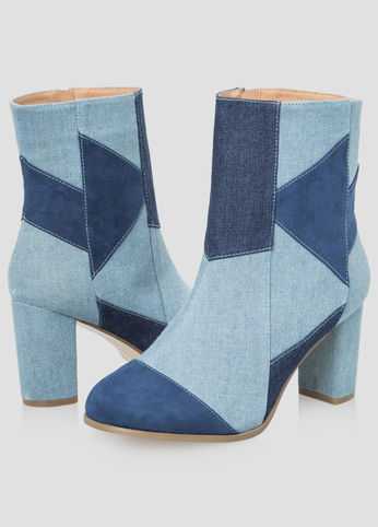 Denim Patchwork Bootie - Wide Width