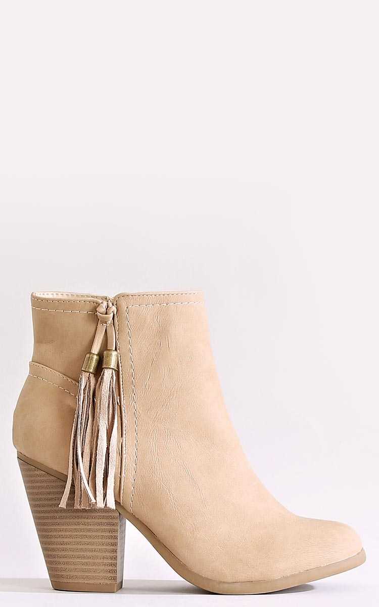 SODA Charlotte Tassel Boots - Tan in Size 9 by Styles For Less
