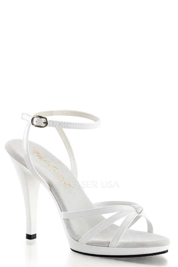 White Criss Cross Strappy High Heels Patent