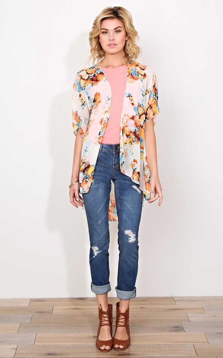 Floral Wanderer Woven Wrap - - Ivory Combo in Size by Styles For Less