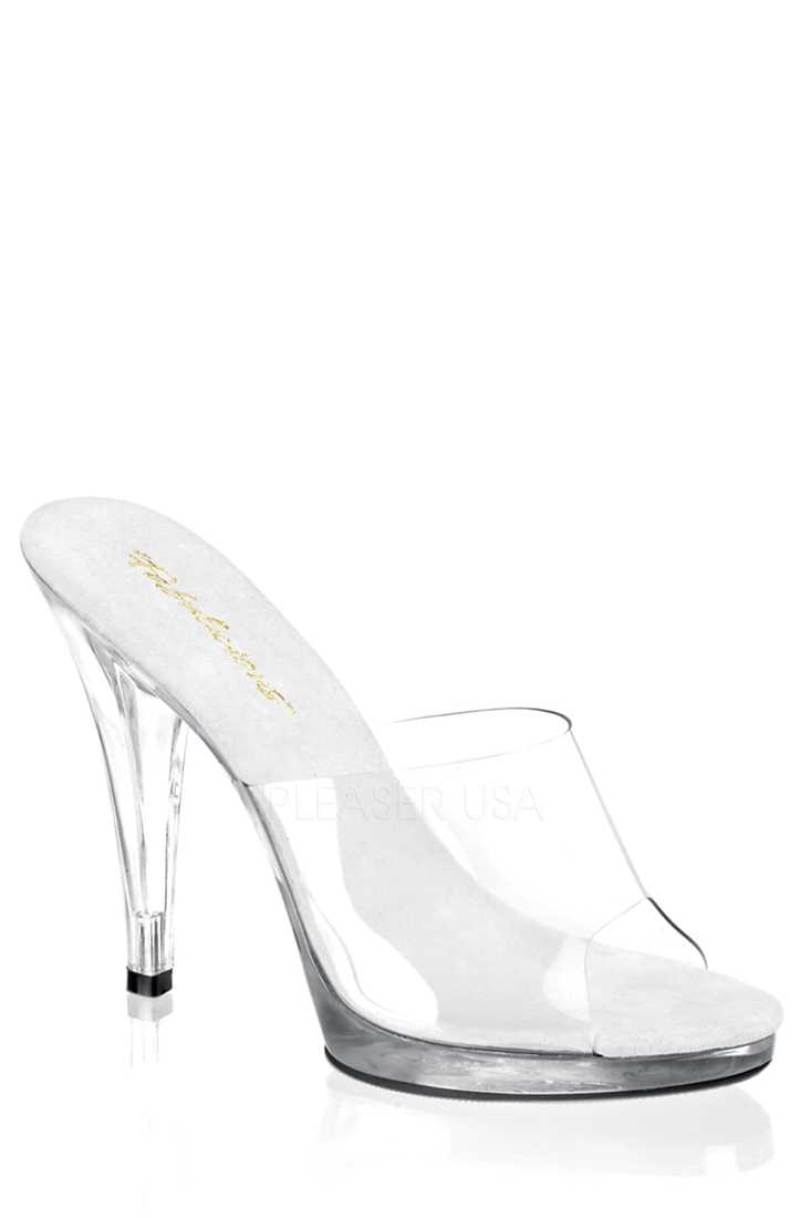 Clear Slip On Peep Toe High Heels PVC