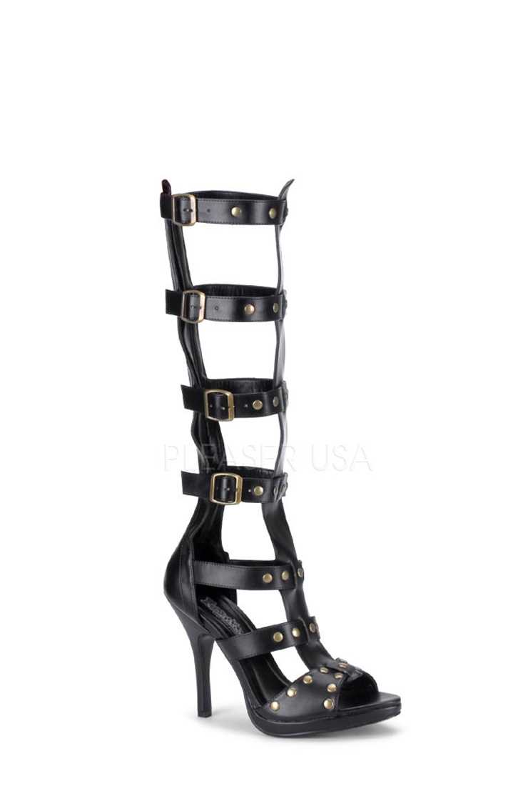 Black Strappy Gladiator High Heels Faux Leather
