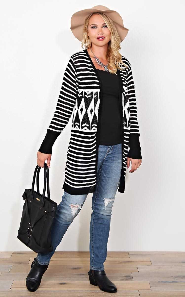 Plus Size Sophie Knit Tunic Wrap - Black/White in Size 2X by Styles For Less
