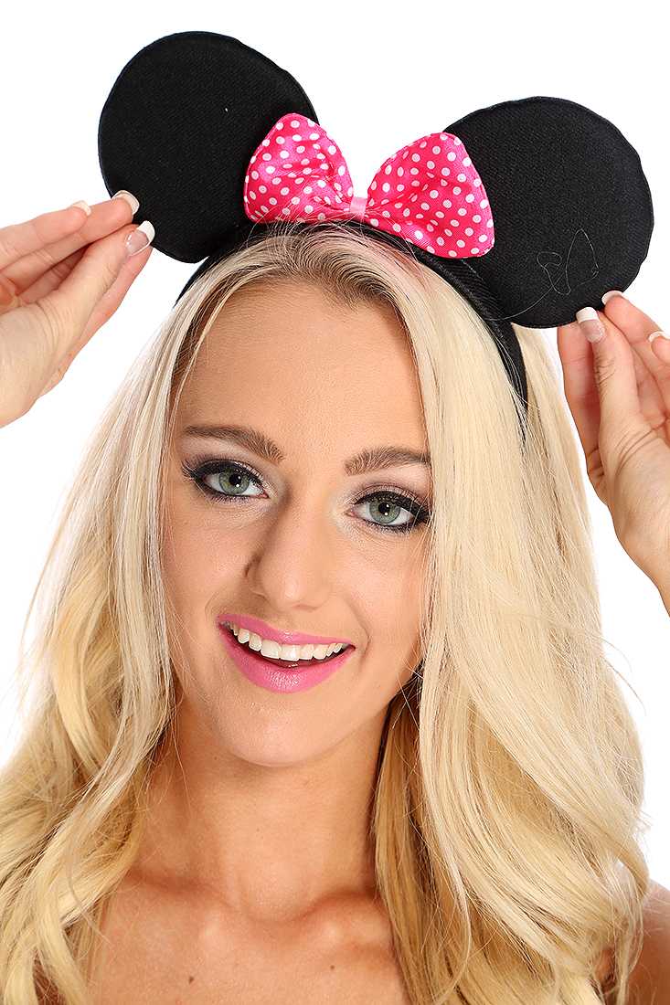 Fuchsia Polka Dot Print Bow Mouse Ears