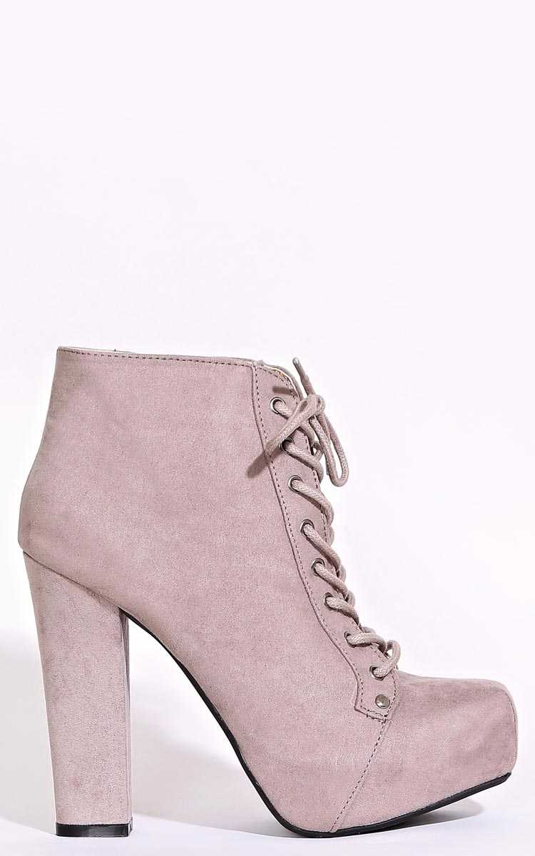 QUPID Trish Platform Booties - Taupe in Size 10 by Styles For Less