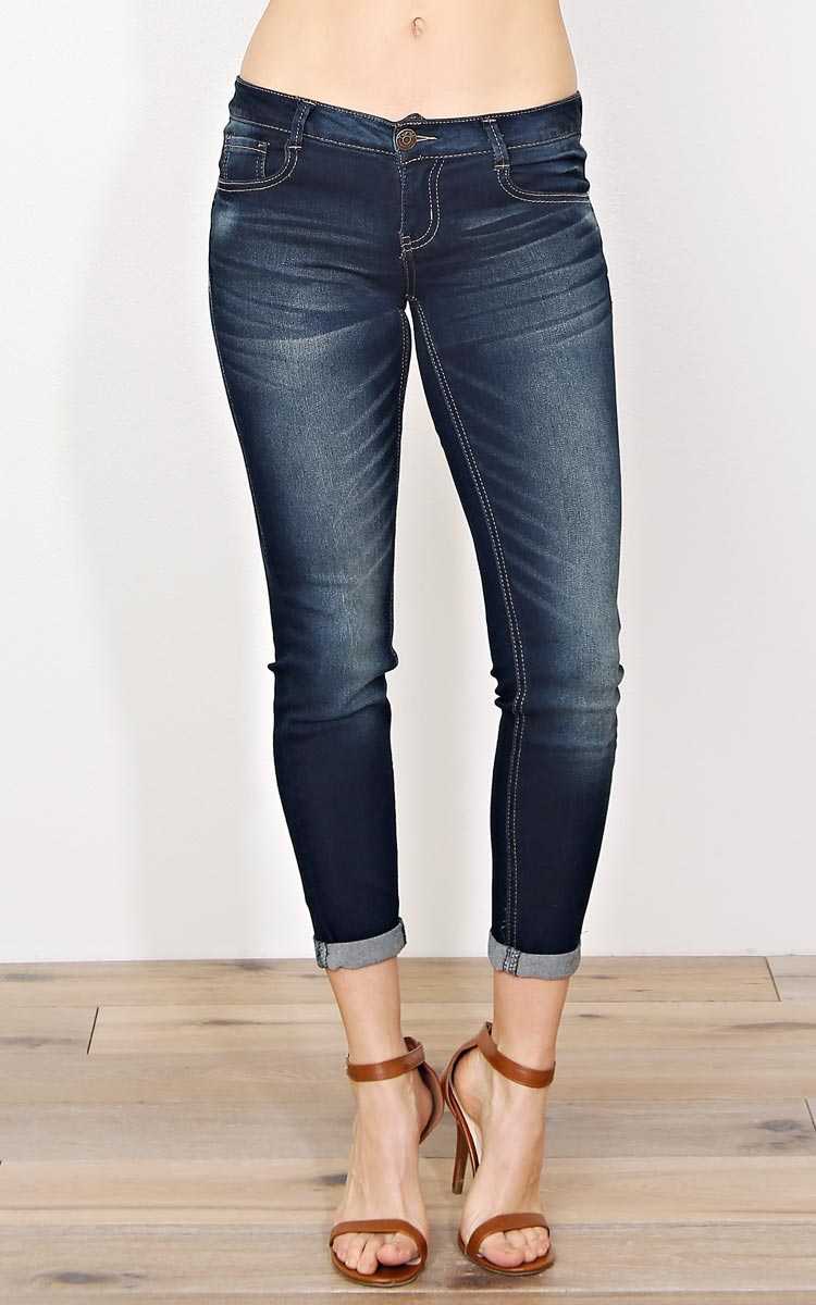 Paris Blues Remi Roll Cuff Skinnies - Dark Denim in Size 3 by Styles For Less