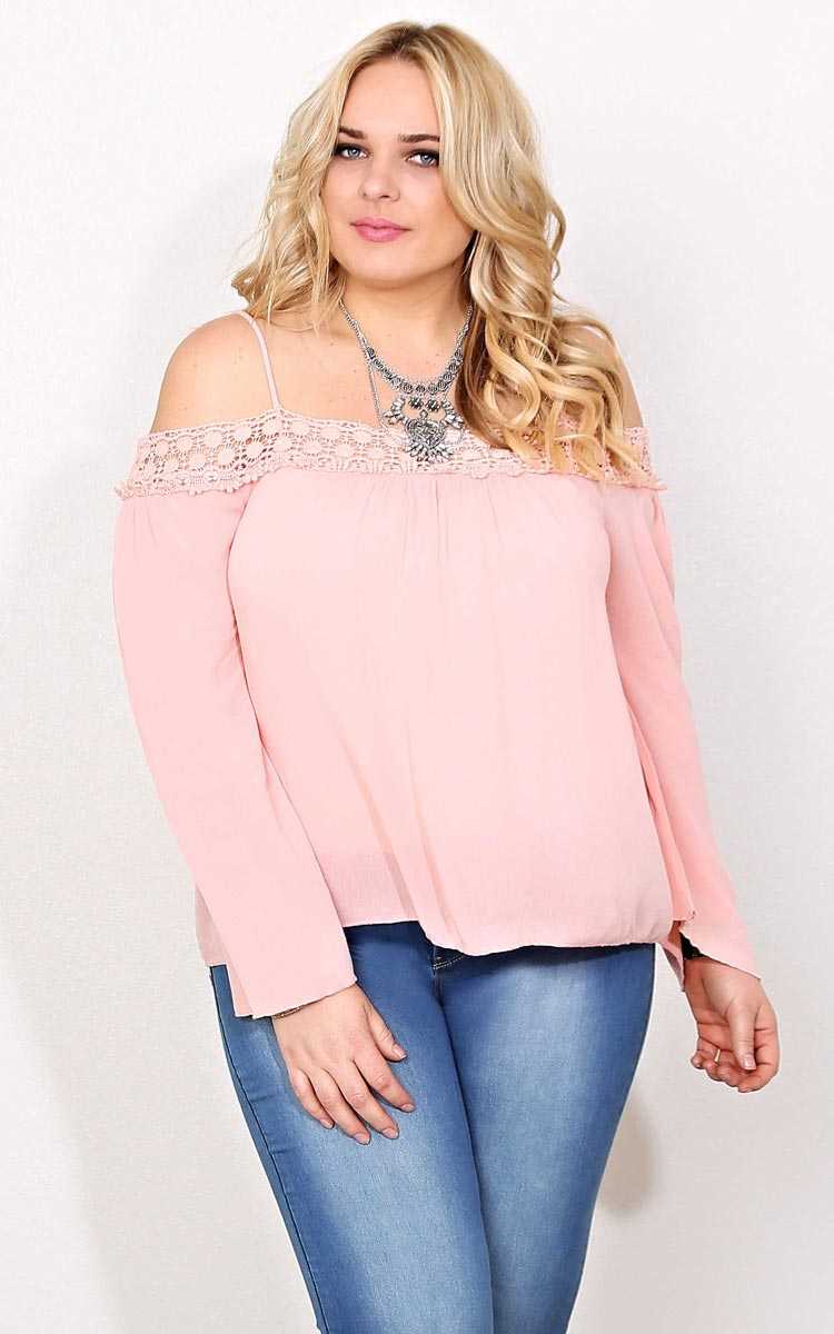 Plus Size Refreshing Cold Shoulder Woven Top - Blush in Size 1X by Styles For Less
