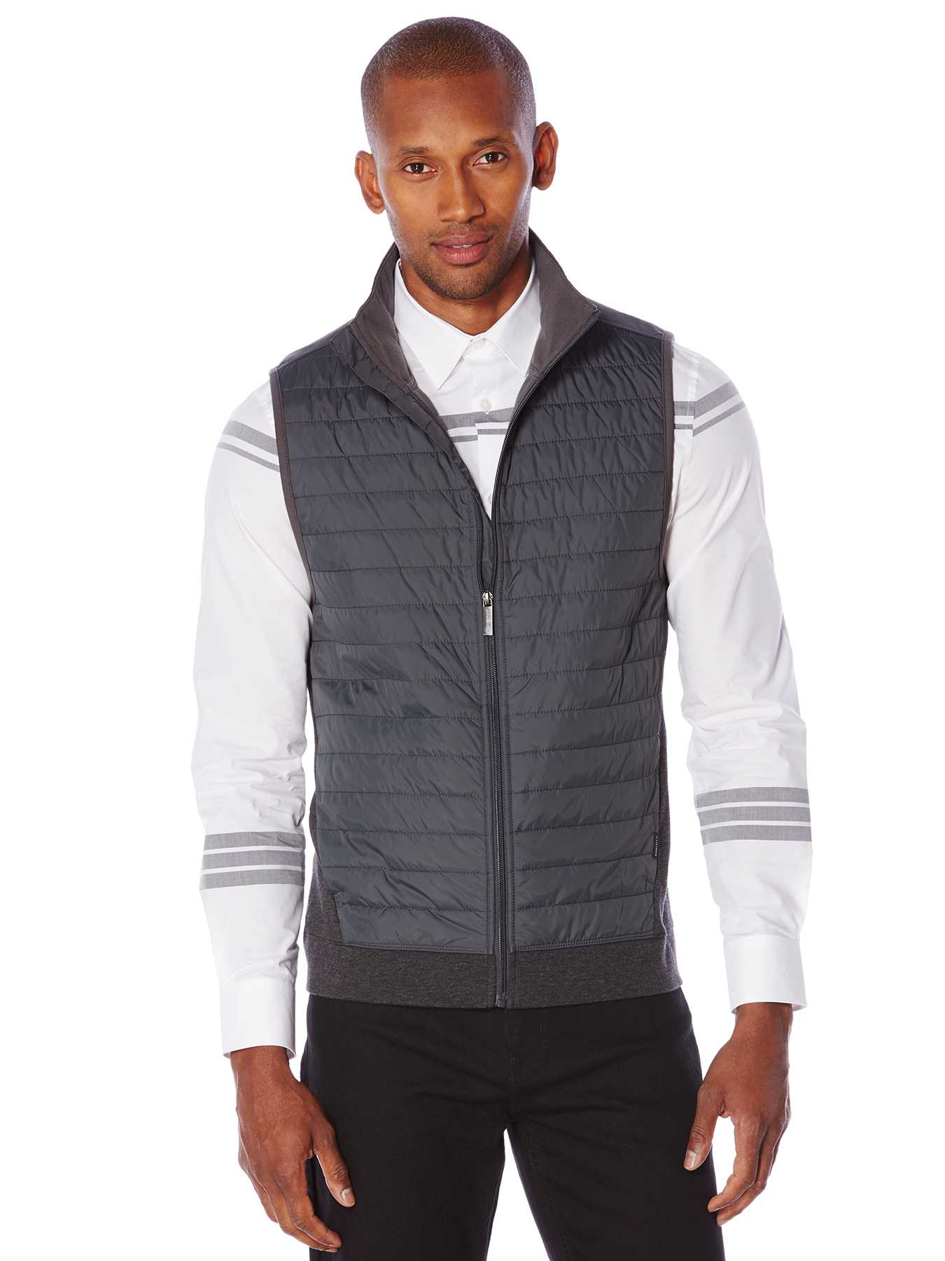 Perry Ellis Big and Tall Horizontal Quilted Zip Vest