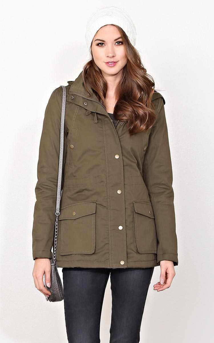 Alberta Plaid Hood Woven Anorak - SML - Olive/Drab in Size Small by Styles For Less
