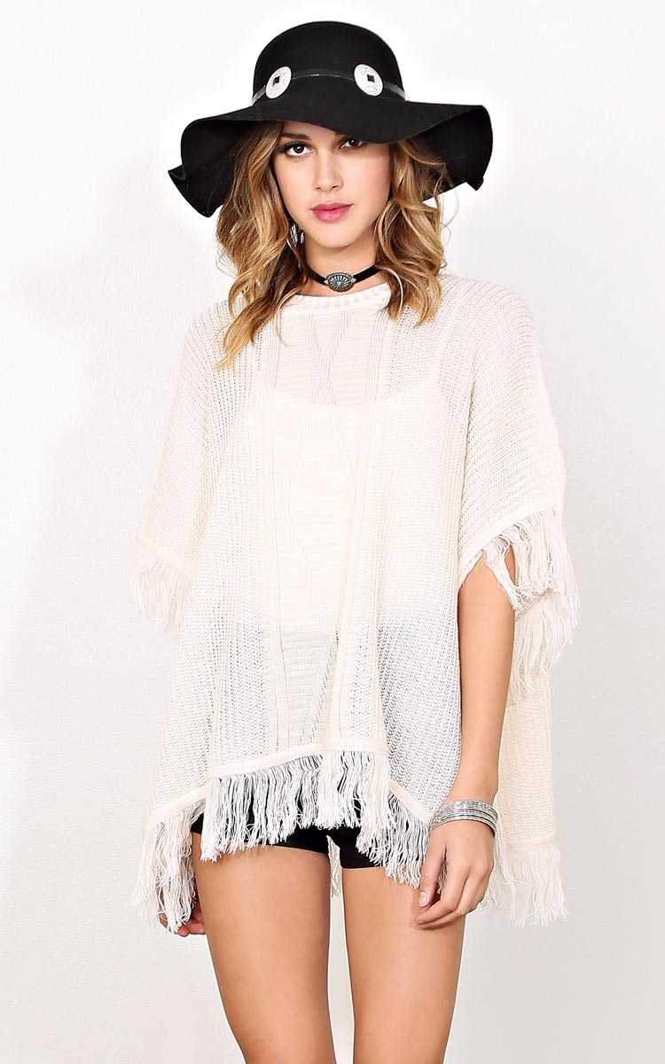 Shine Bright Sweater Knit Poncho - Taupe in Size M/L by Styles For Less