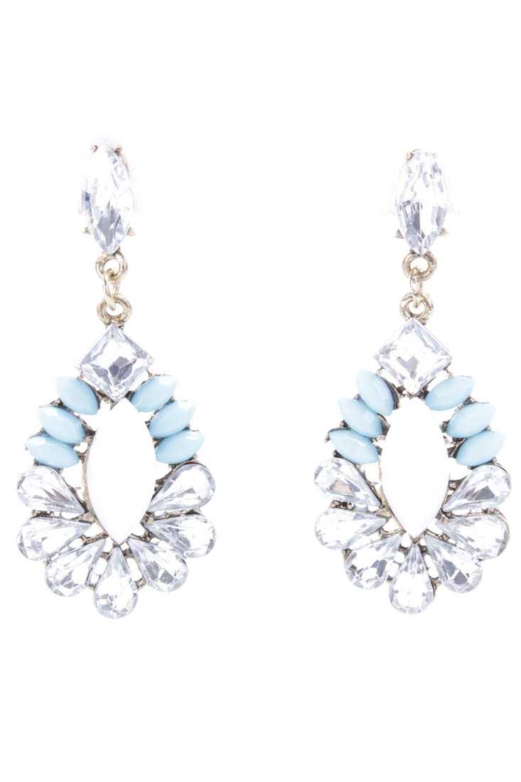 Blue Faceted Beaded Dangle Earrings
