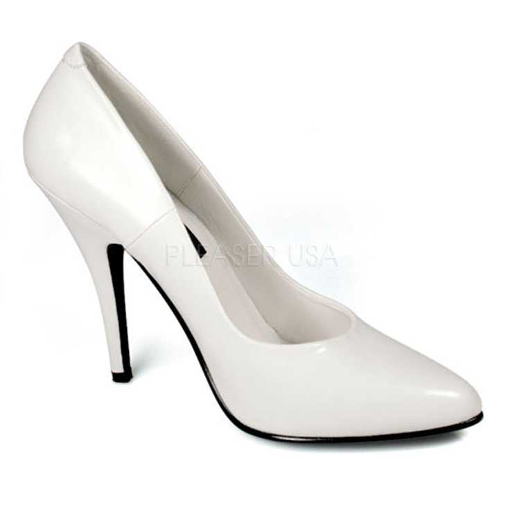 White Single Sole Pump High Heels Faux Leather