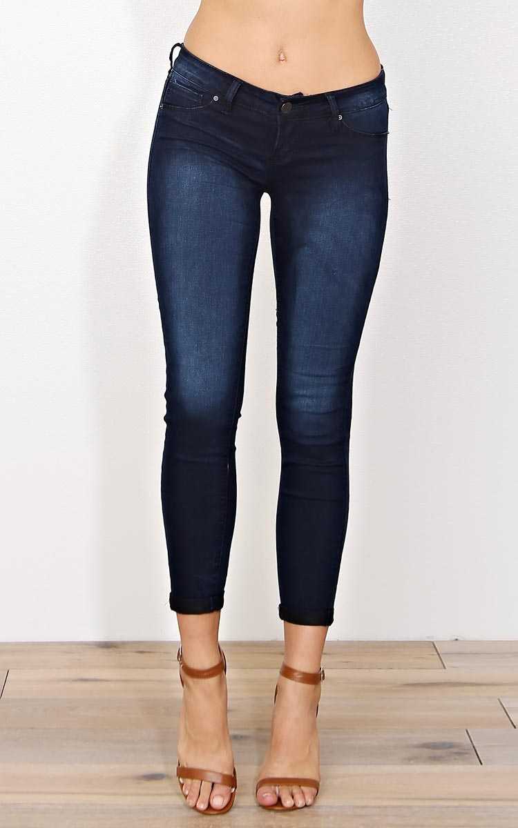 YMI Dark Wash Denim Ankle Jeggings - Dark Denim in Size by Styles For Less