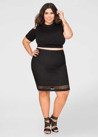 Windowpane Pencil Skirt