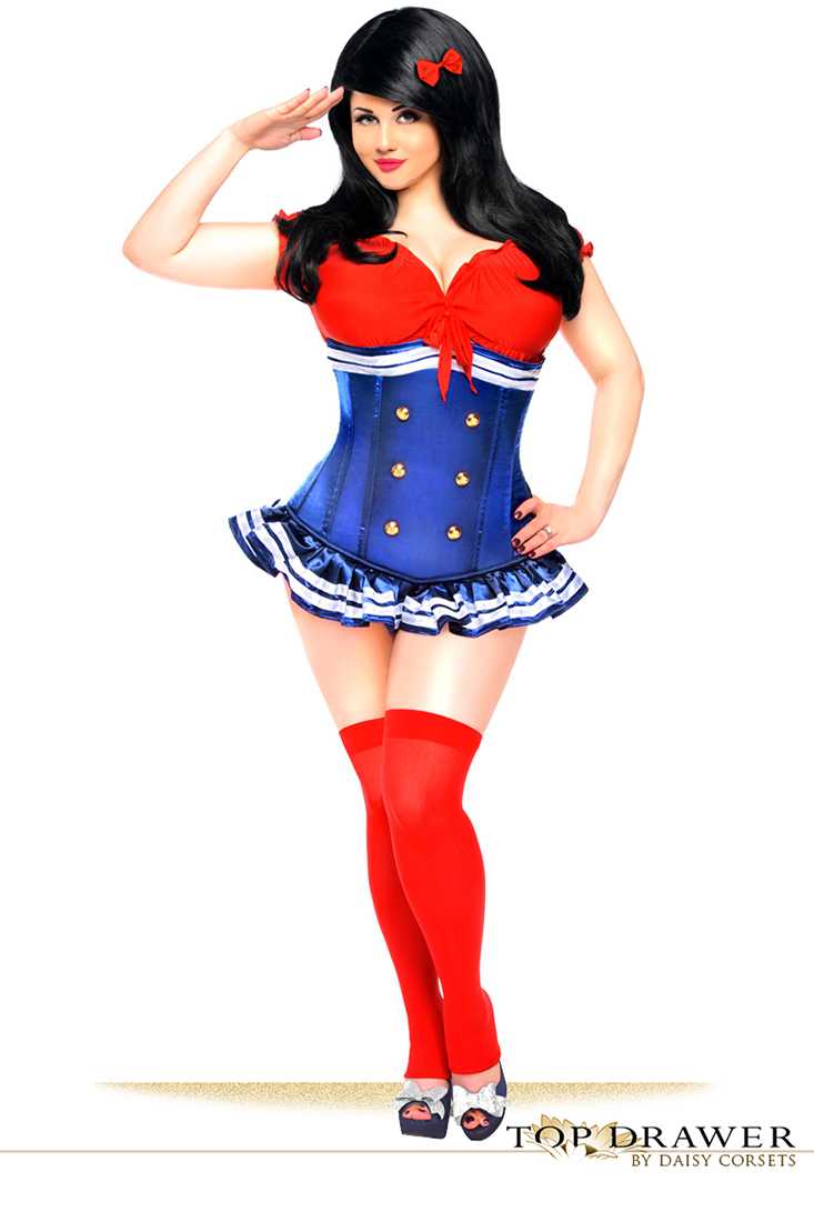 3 PC Pin-Up Sailor Girl Costume Plus