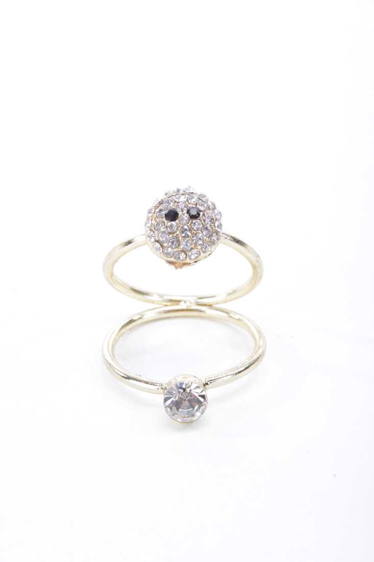 Gold High Polish Metal Attached Double Ring