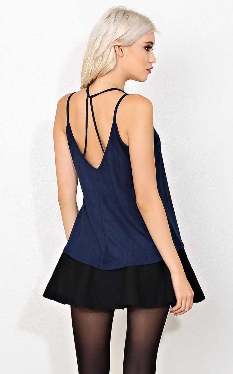 Brandy Faux Suede Tank - - Navy in Size by Styles For Less