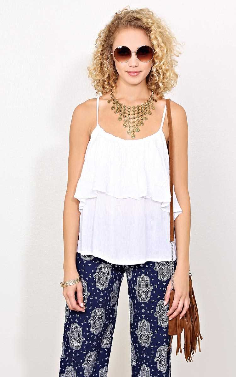 Kyle Embroidered Woven Tank - - White in Size by Styles For Less