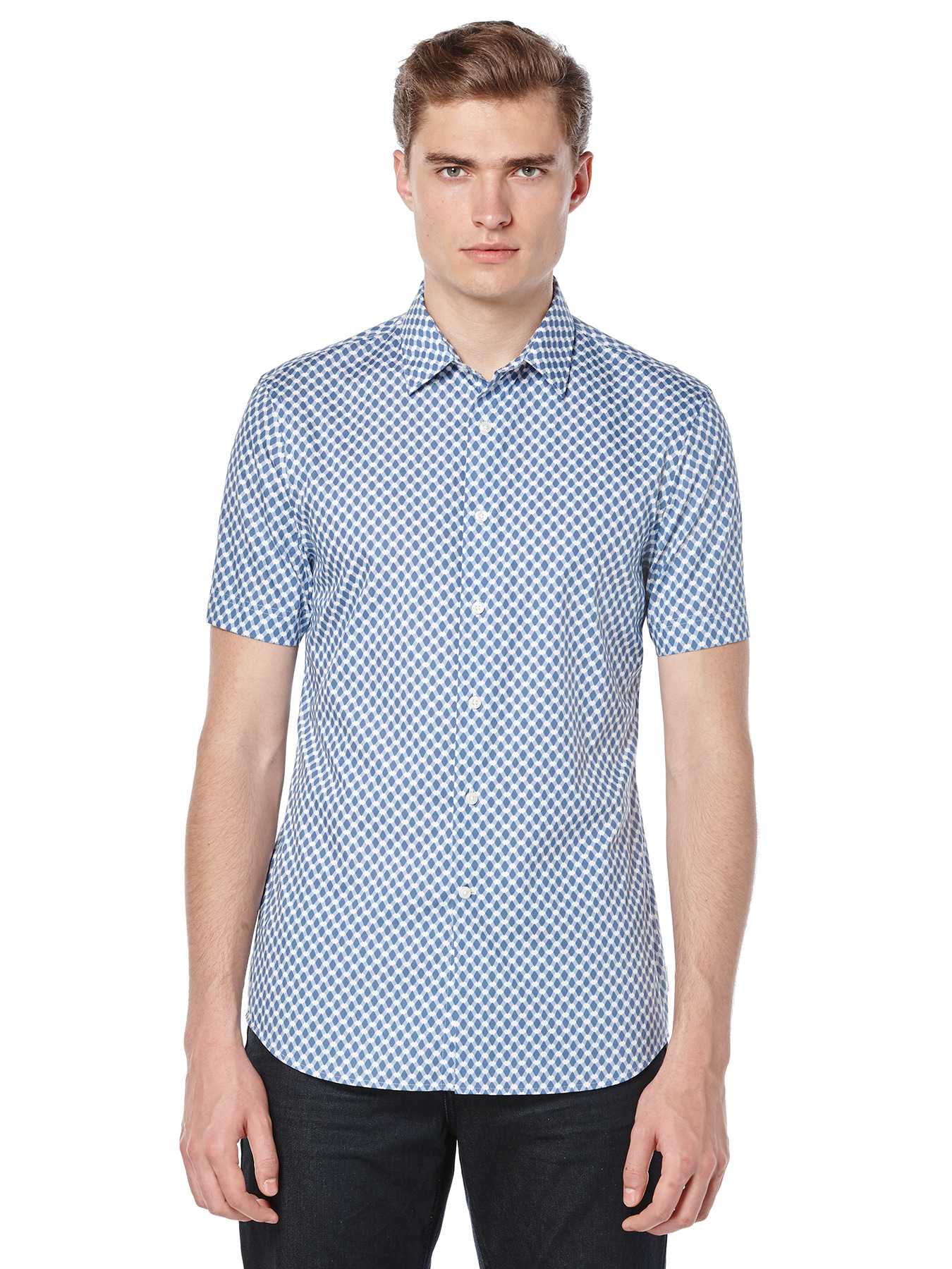 Perry Ellis Short Sleeve Slim Fit Geo Print Shirt