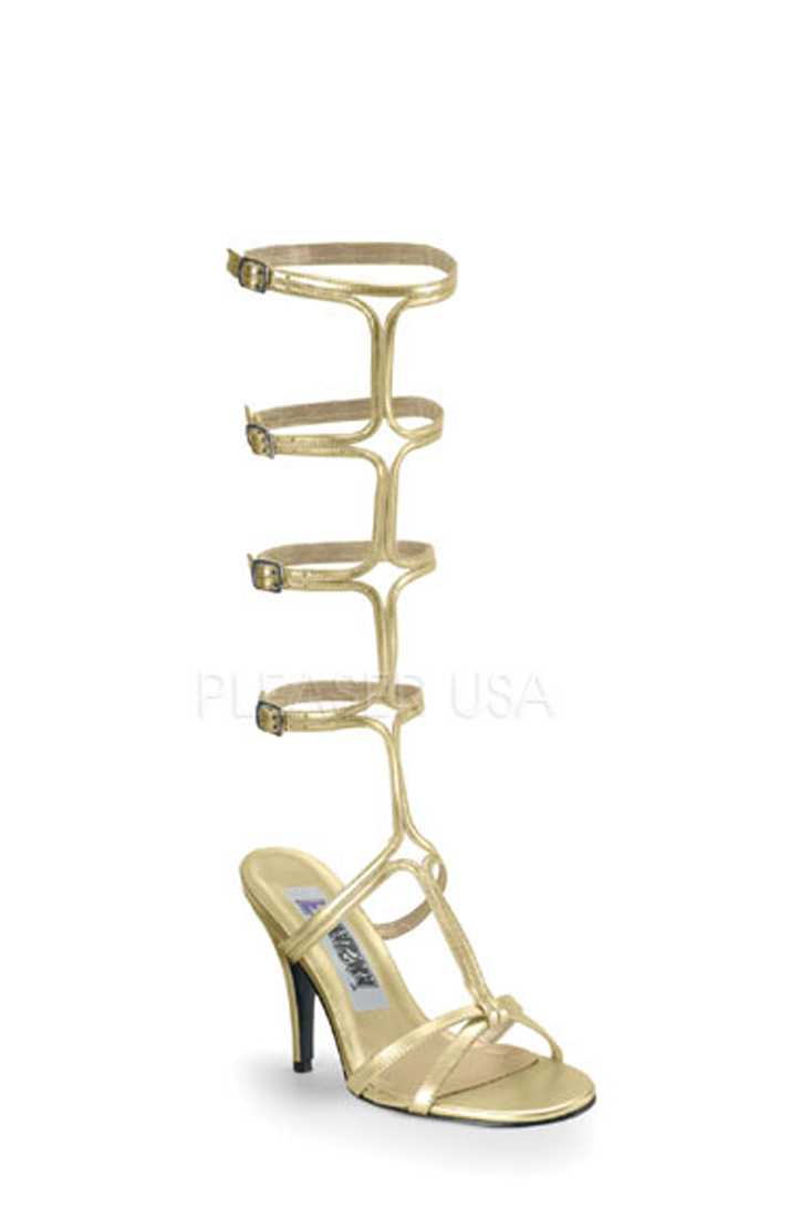 Gold Gladiator High Heels Metallic Faux Leather