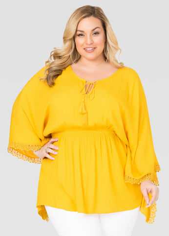 Crochet Trim Poncho Top