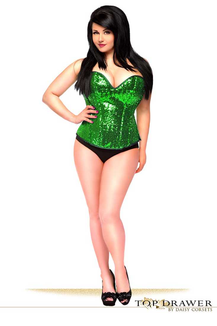 Green Sequin Sweetheart Neck Corset