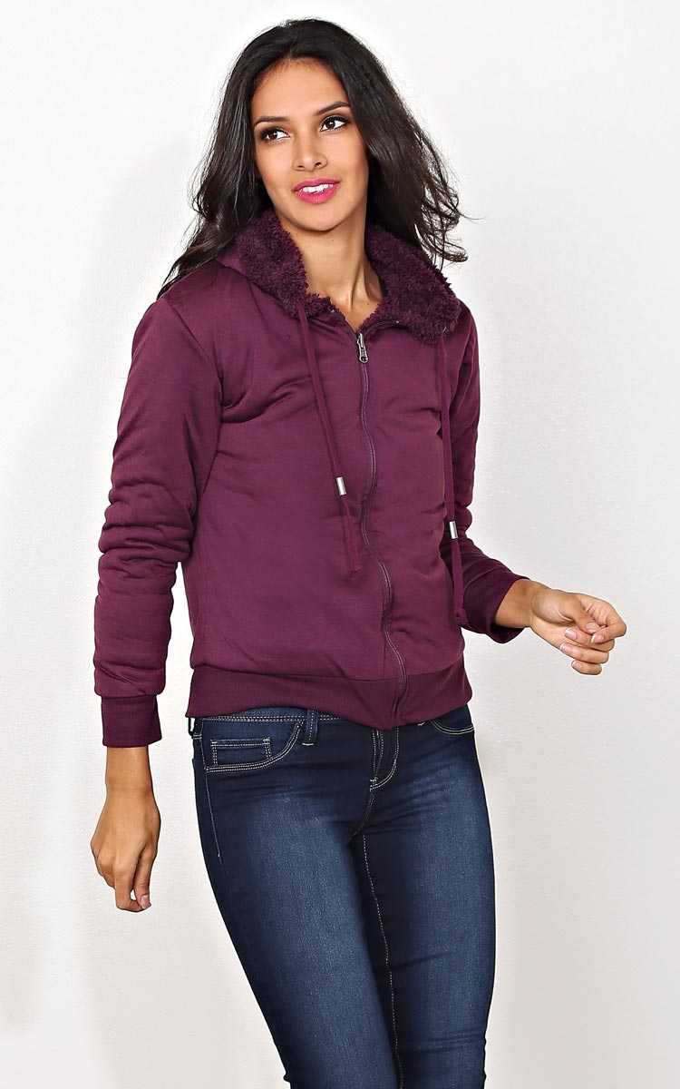 Whirlwind Plush Faux Fur Jacket - LGE - Eggplant in Size Large by Styles For Less